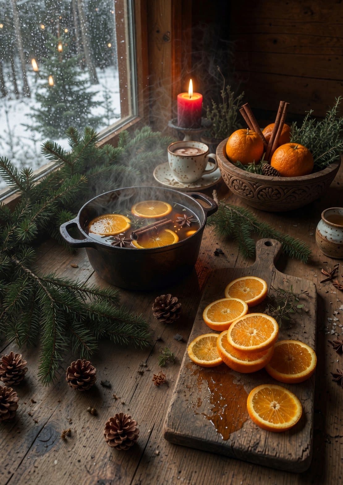 Oranges, cinnamon and mulled wine – illustration for 2 December